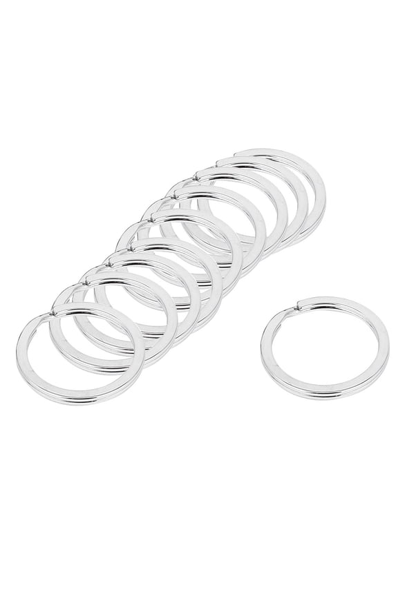 28mm Dia Silver Tone Metal Split Loop Key Rings Holders Keyring 10 Pcs