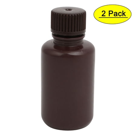 Unique Bargains 2PCS 100ml HDPE Plastic Chemical Laboratory Sealling Reagent Sample Bottle Brown