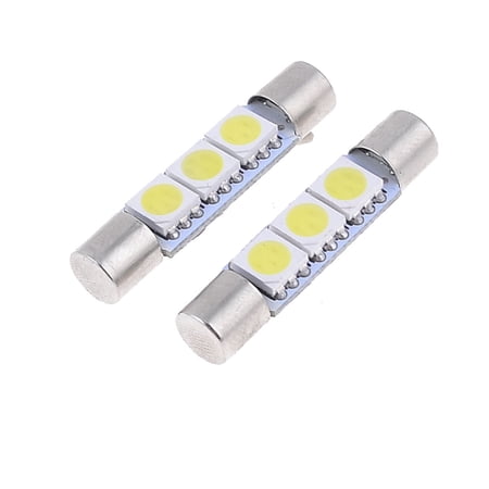 Unique Bargains 2PCS 33mm 1.3" White 5050 3 LED Car Interior Festoon Dome Light Lamp Bulb