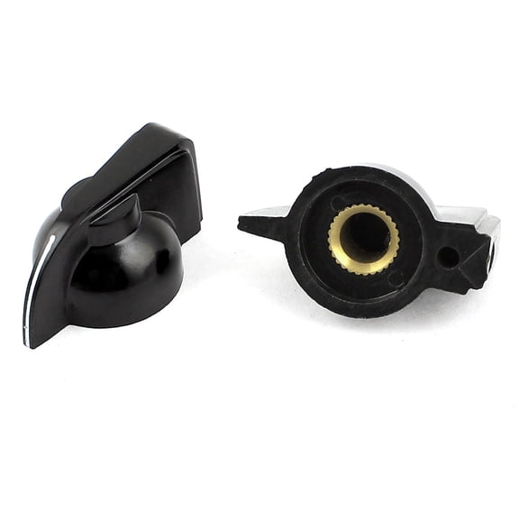 Unique Bargains 2PCS Black Plastic Rotary Switch Potentiometer Knob Cap 6mm Dia