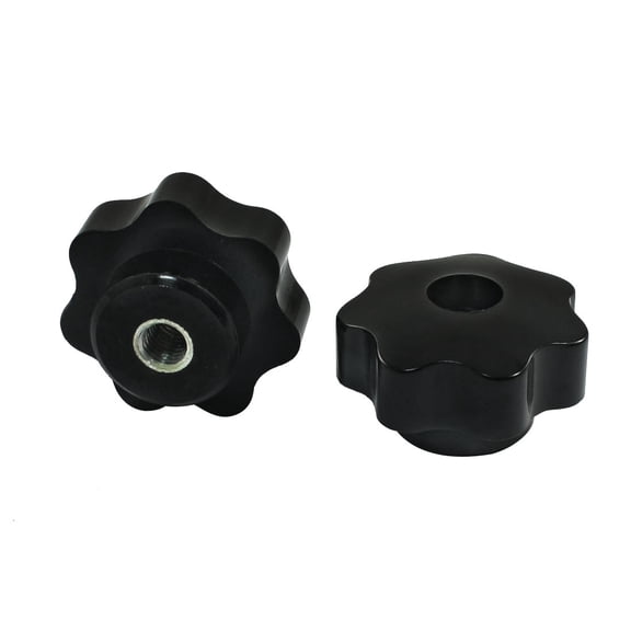 Unique Bargains 2PCS Plastic Through Hole Star Hardware Knob M8 40mm Black Silver Tone