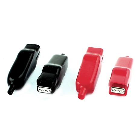 Unique Bargains 2Pairs 80mm Power Testing Insulated Clip Alligator Test Clamp Black Red