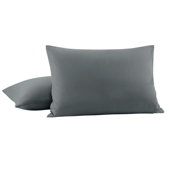 Unique Bargains 2Pc Breathable Zipper Closure Pillowcases Dark Gray King