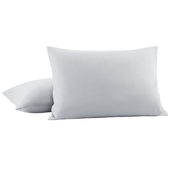Unique Bargains 2Pc Breathable Zipper Closure Pillowcases Light Gray Standard