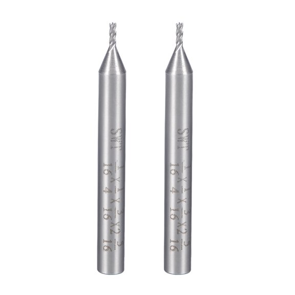 Unique Bargains 2Pcs 1/16" Cutting Spiral Drill Bit Straight End Mill Cutter 1/4" Shank 1/16"x1/4"