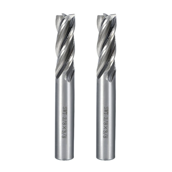 Unique Bargains 2Pcs 1/16" Cutting Spiral Drill Bit Straight End Mill Cutter 1/4" Shank 3/8"x3/8"