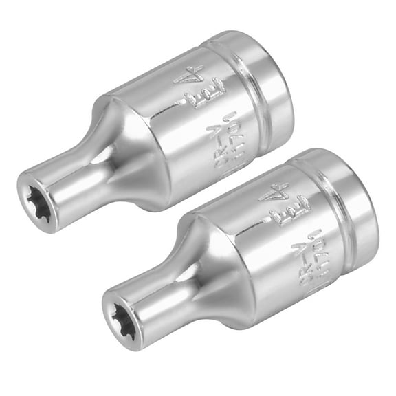 Unique Bargains 2Pcs 1/4-inch Drive E4 Star Shallow Socket, Cr-V Steel