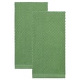 thumbnail image 1 of Unique Bargains 2Pcs 100% Pure Cotton Solid Soft Absorbent Kitchen Towels Green 25" x 15", 1 of 6
