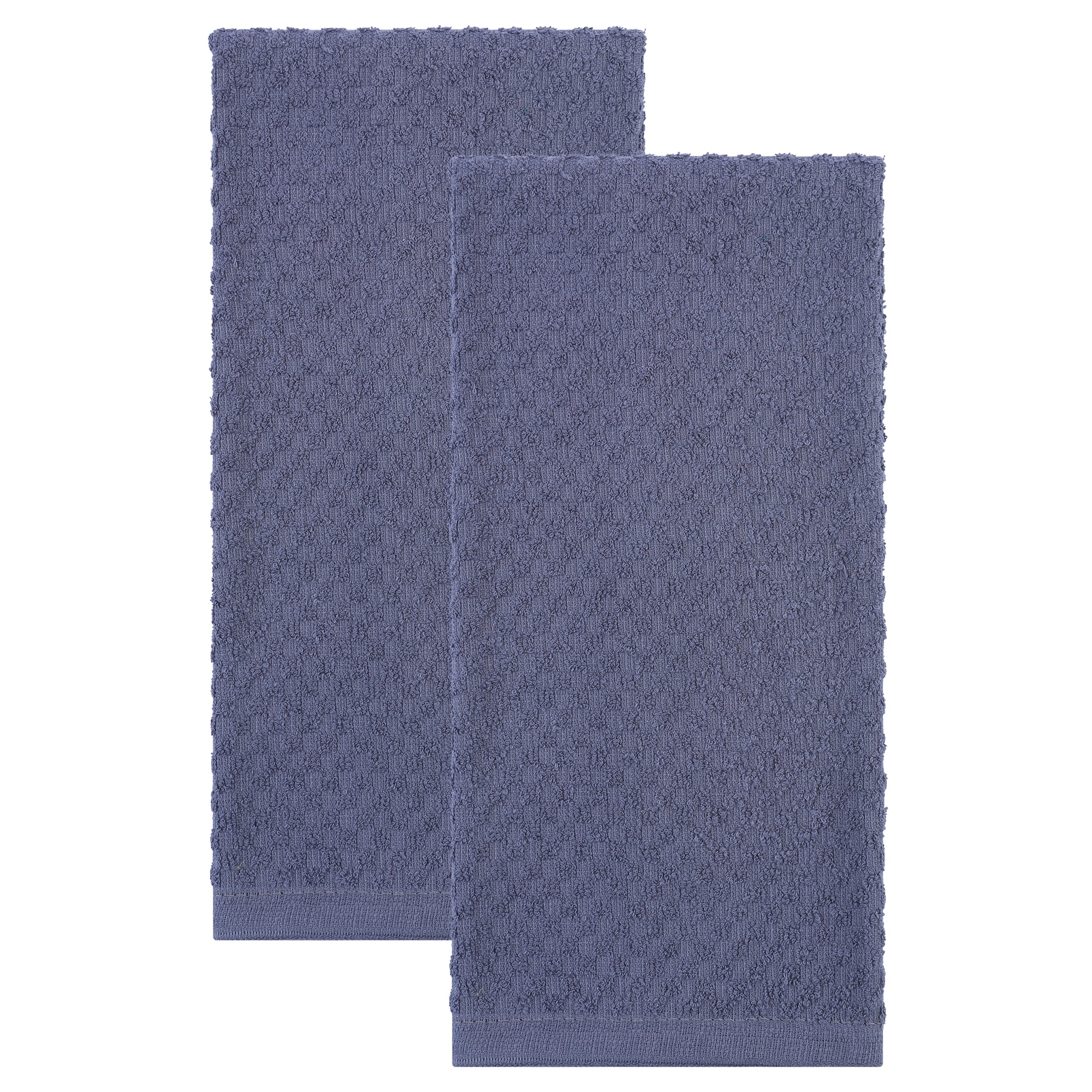 Unique Bargains 2Pcs 100% Pure Cotton Solid Soft Absorbent Kitchen Towels Grey 25" x 15"