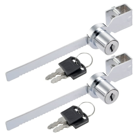 Unique Bargains 2Pcs 141mm Zinc Alloy Ratchet Showcase Glass Furniture Lock , Keyed Different