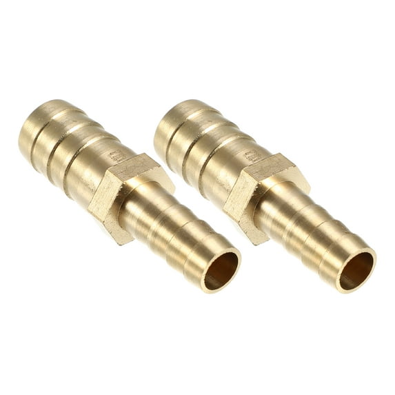 Unique Bargains 2Pcs 14mm -10mm Straight Shaped Hose Barb Straight Barbed Tube Pipe Fitting Brass Hose Fitting Connector