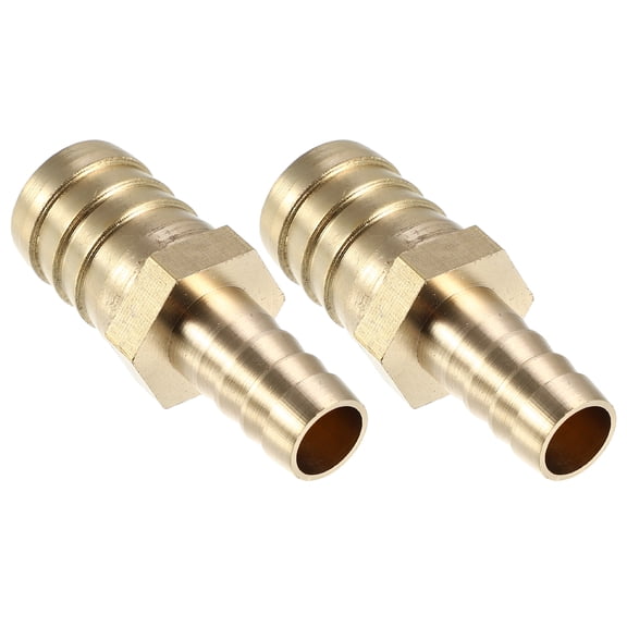 Unique Bargains 2Pcs 19mm -12mm Straight Shaped Hose Barb Straight Barbed Tube Pipe Fitting Brass Hose Fitting Connector