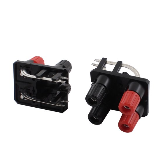 Unique Bargains 2Pcs 2 Row Red Black 4 Pin 4 Position Socket Screw Speaker Terminals