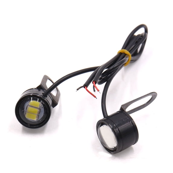 Unique Bargains 2Pcs 22mm Dia Metal Car Motor Eagle Eye Fog DRL White 3 Lights Lamp