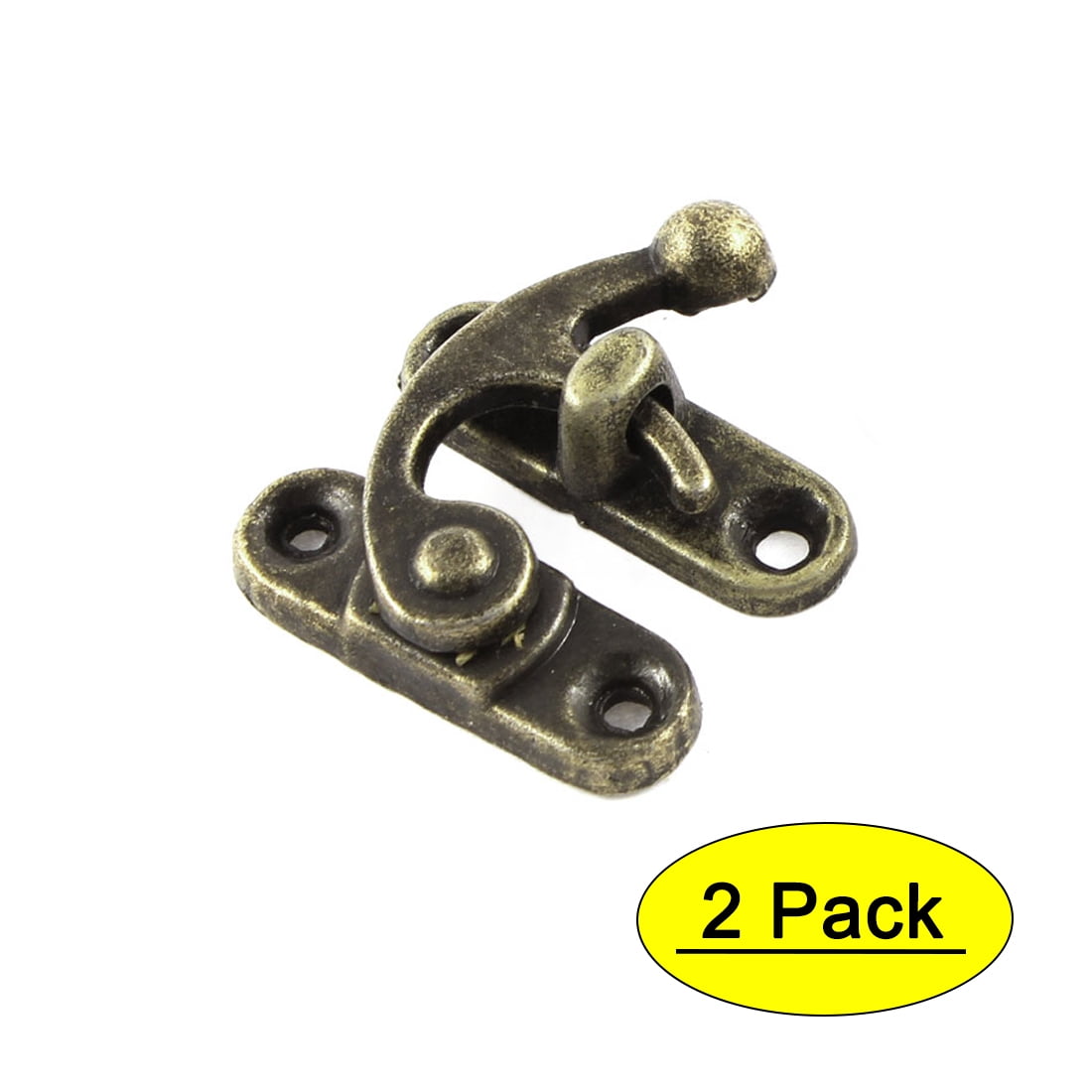 Unique Bargains 2Pcs 33mmx29mm Brass Color Box Hasp Hook Lock Latch