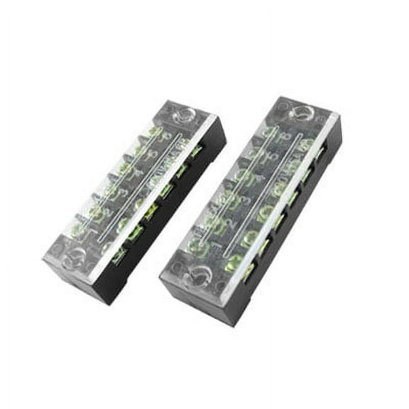 Unique Bargains 2Pcs 600V 15A 6 Position Screw Terminal Strip Barrier Block