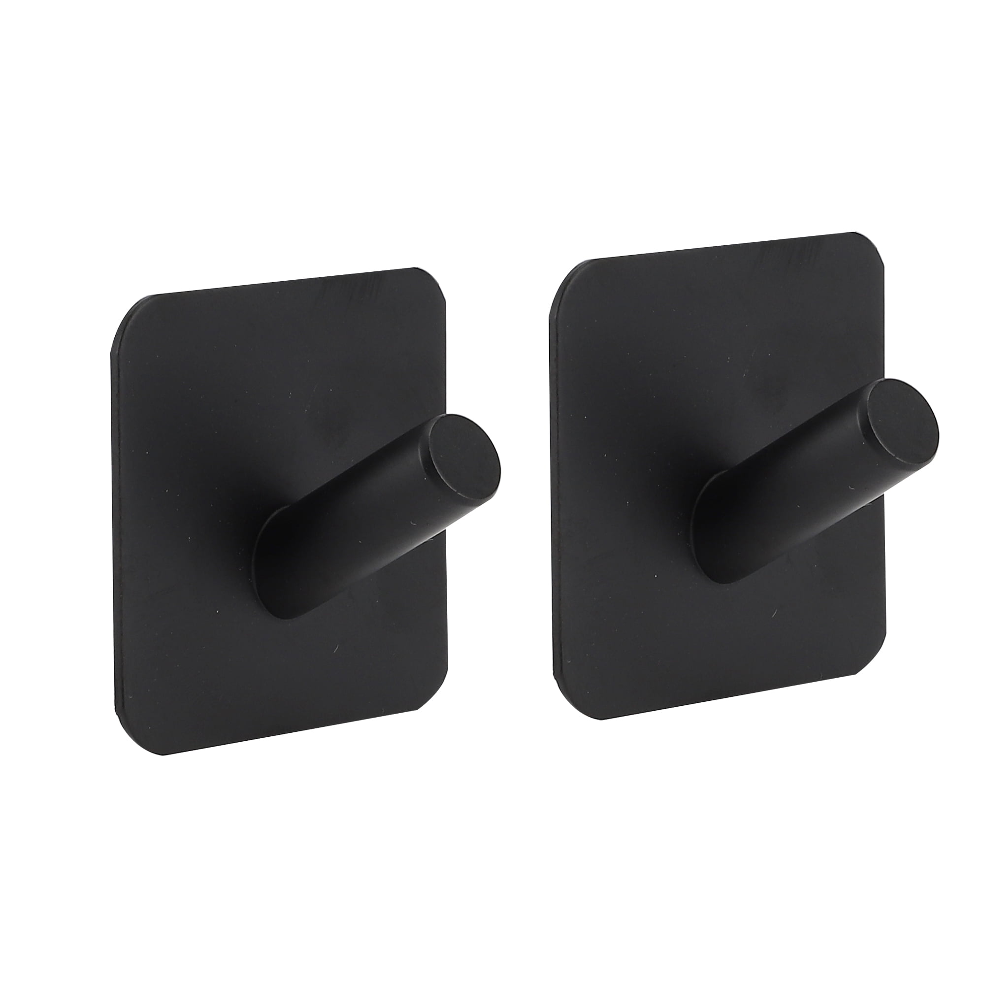 Unique Bargains 2Pcs Adhesive Hooks Wall Hooks Stick on Bathroom Kitchen Black