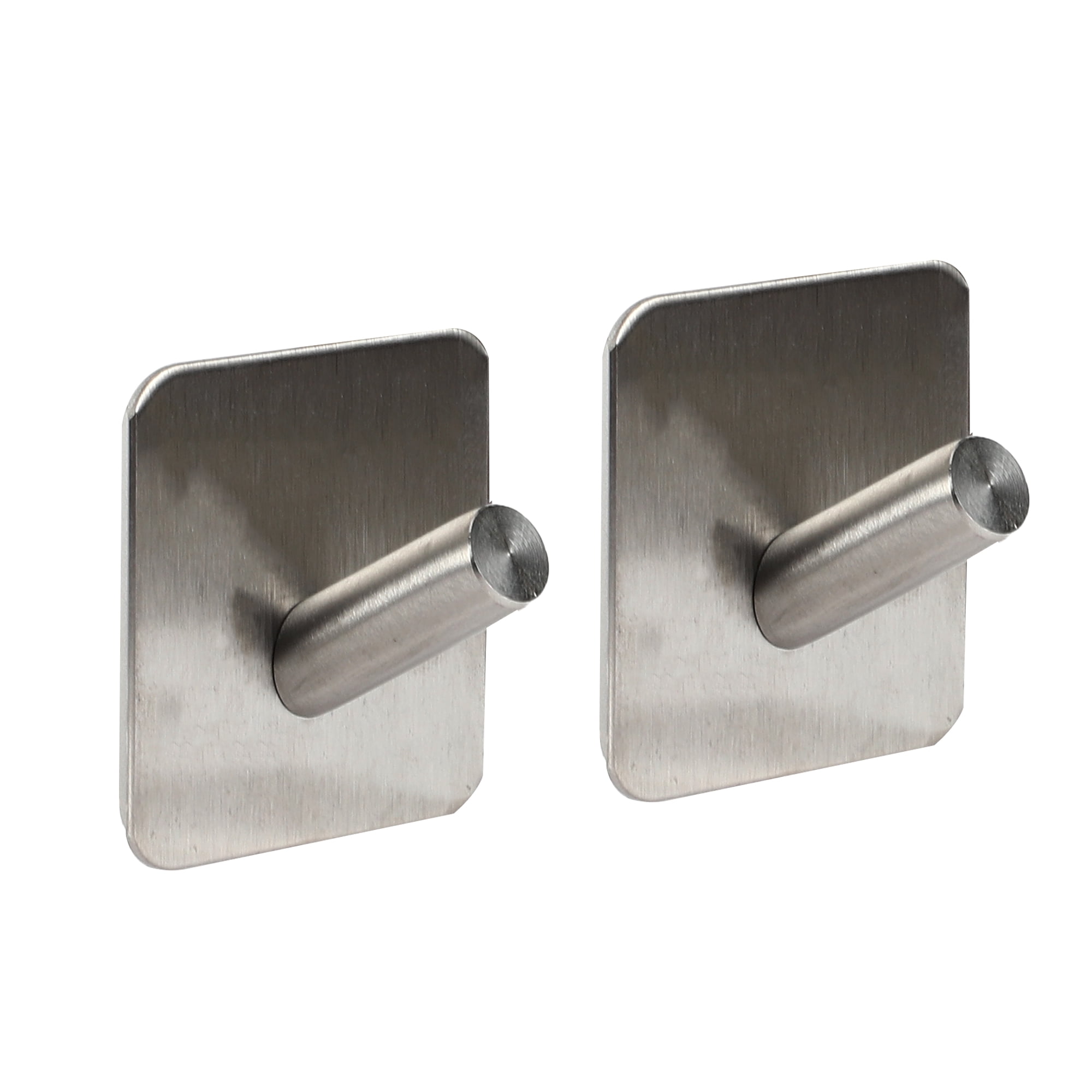 Unique Bargains 2Pcs Adhesive Hooks Wall Hooks Stick on Bathroom Kitchen Silver Tone