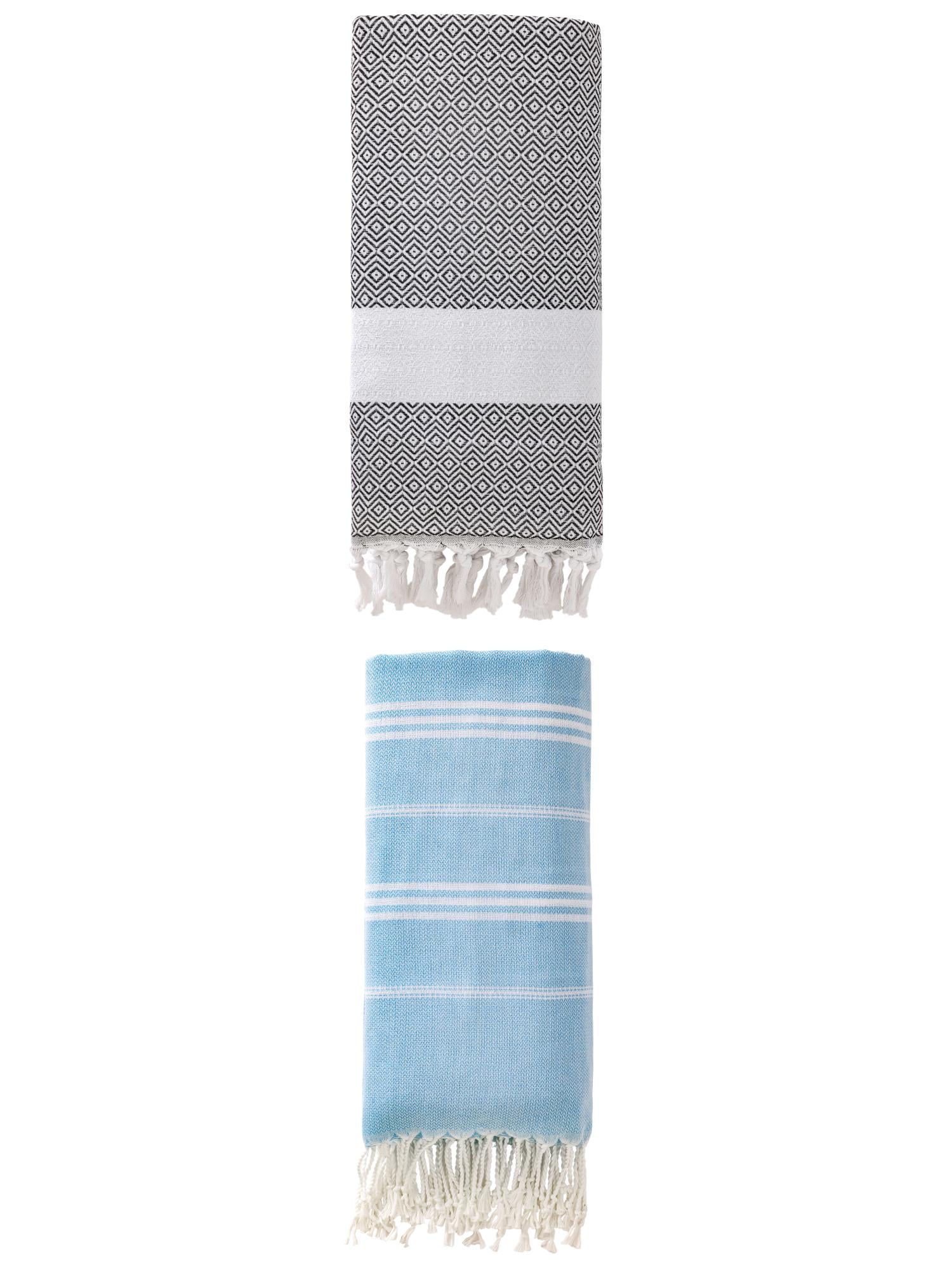 Unique Bargains 2Pcs Anti-Sand Fabric Fast Dry Towel Blue/Dark Grey 71" x 35"/71" x 40"