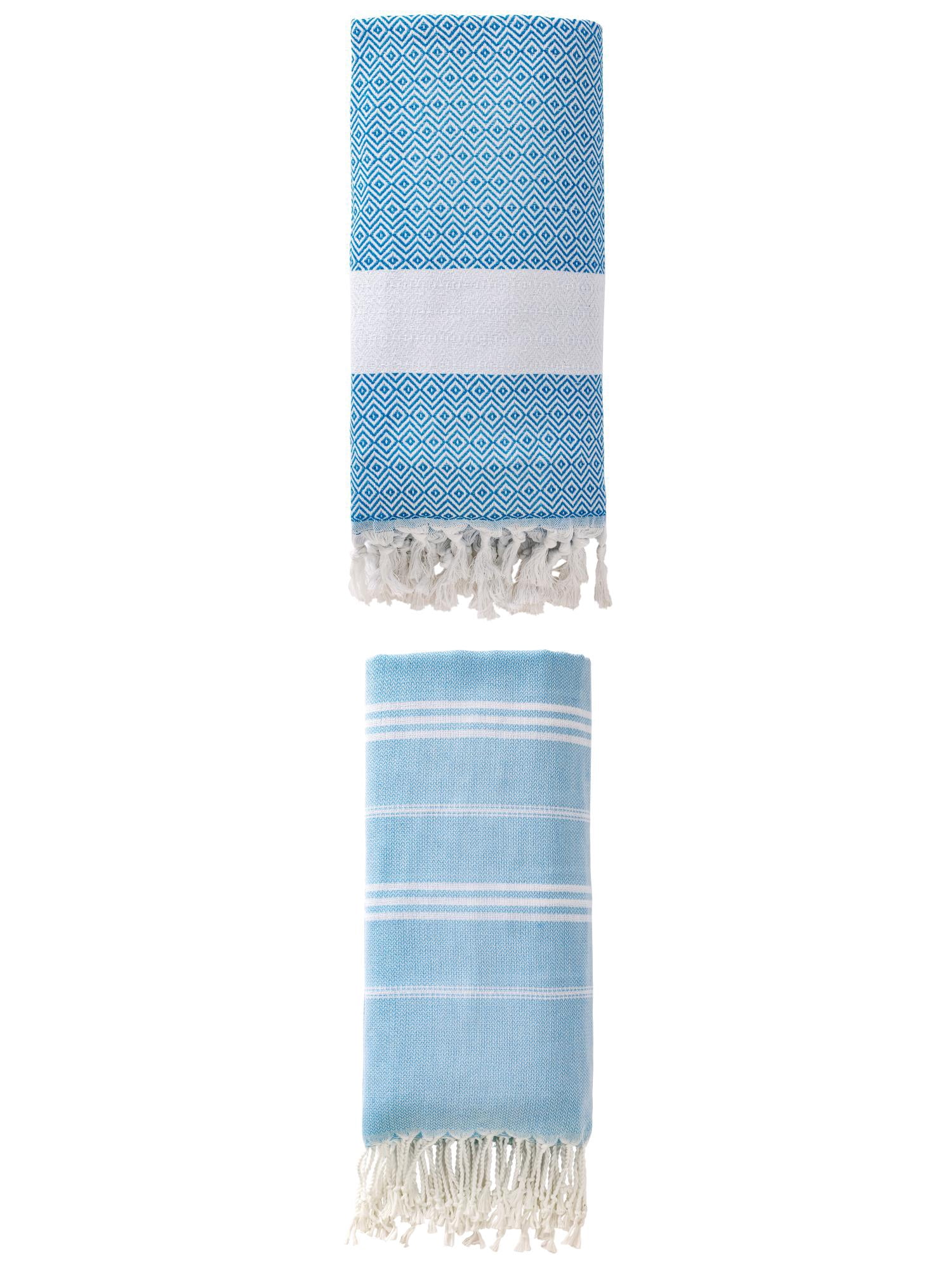 Unique Bargains 2Pcs Anti-Sand Fabric Fast Dry Towel Blue/Sky Blue 71" x 35"/71" x 40"