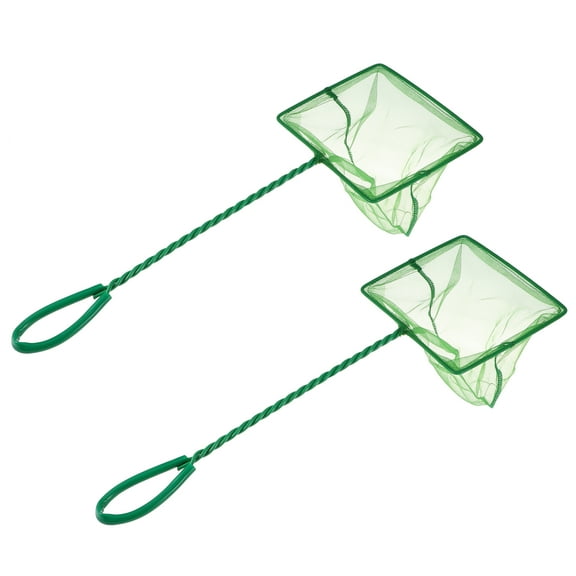 Unique Bargains 2Pcs Aquarium Fish Net Aquarium Fish Tank Accessories Small Fish Fine Net Green 13x14.5cm