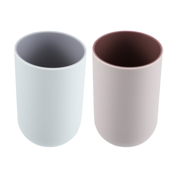 Unique Bargains 2Pcs Bathroom Cups Tumblers for Bathroom Bathroom Toothbrush Cup Gray and Pink 4.33''x2.76'' 350ml