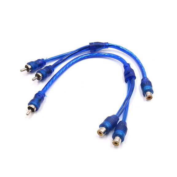 Unique Bargains 2Pcs Blue Female to Male RCA Splitter Adapter Car Audio Stereo Y Cable Wire Kit