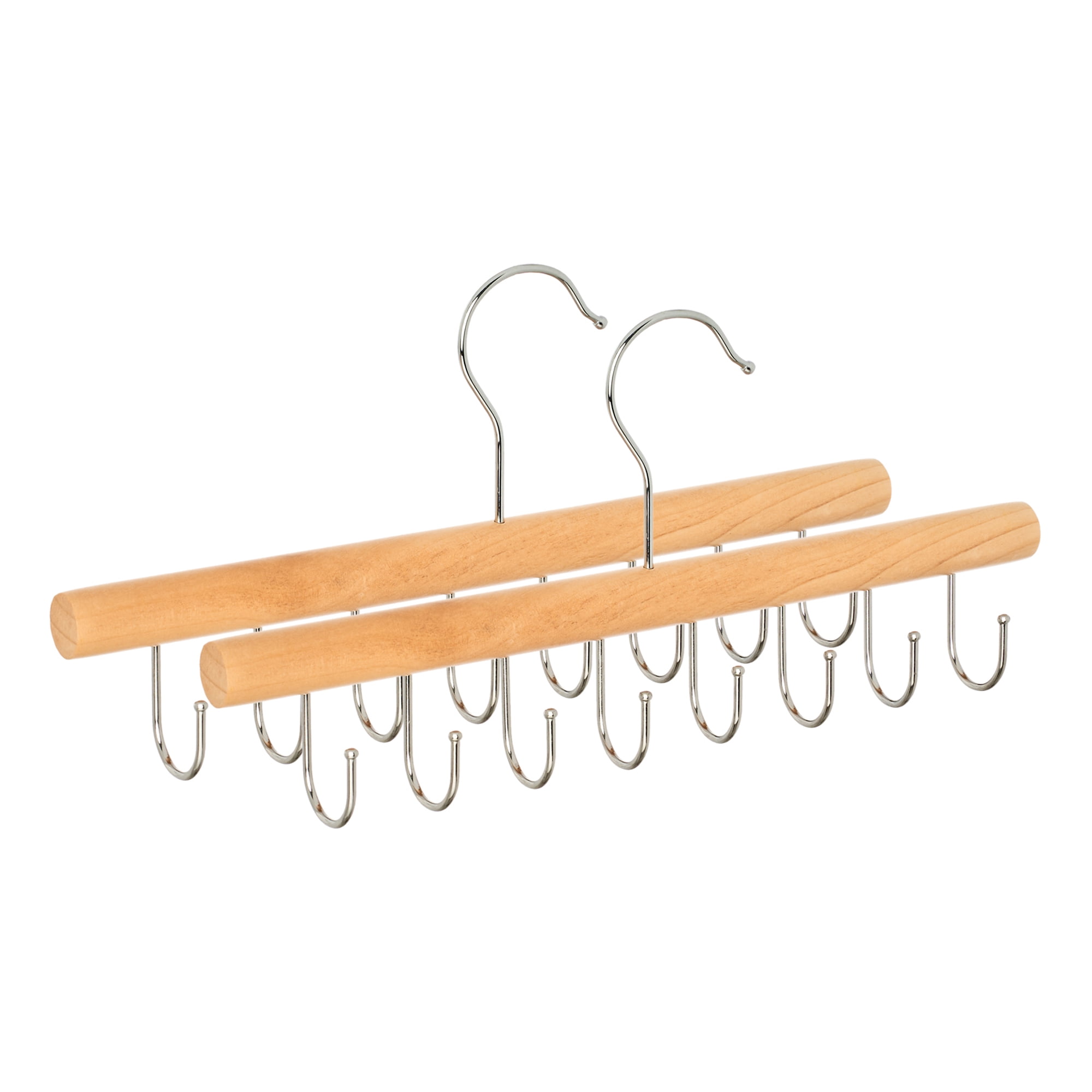 Unique Bargains 2Pcs Bra Wood Tank Top Hangers With 8 Hooks Natural 11x6.7x0.5in