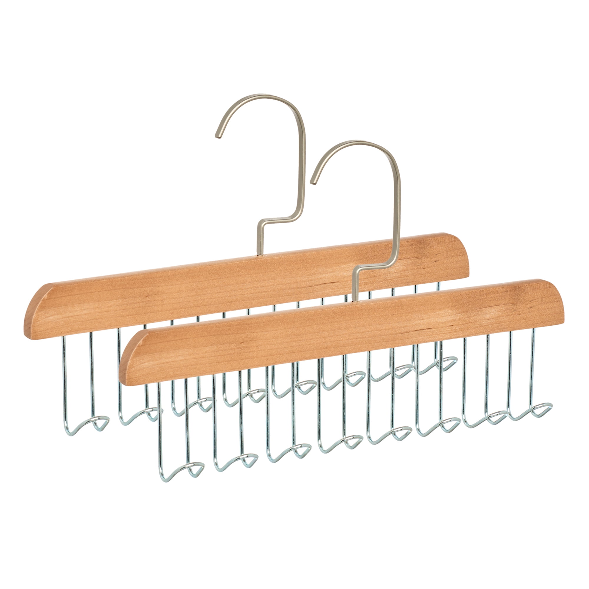 Unique Bargains 2Pcs Bra Wood Tank Top Hangers With 8 Hooks Natural 11x7.1x0.5in
