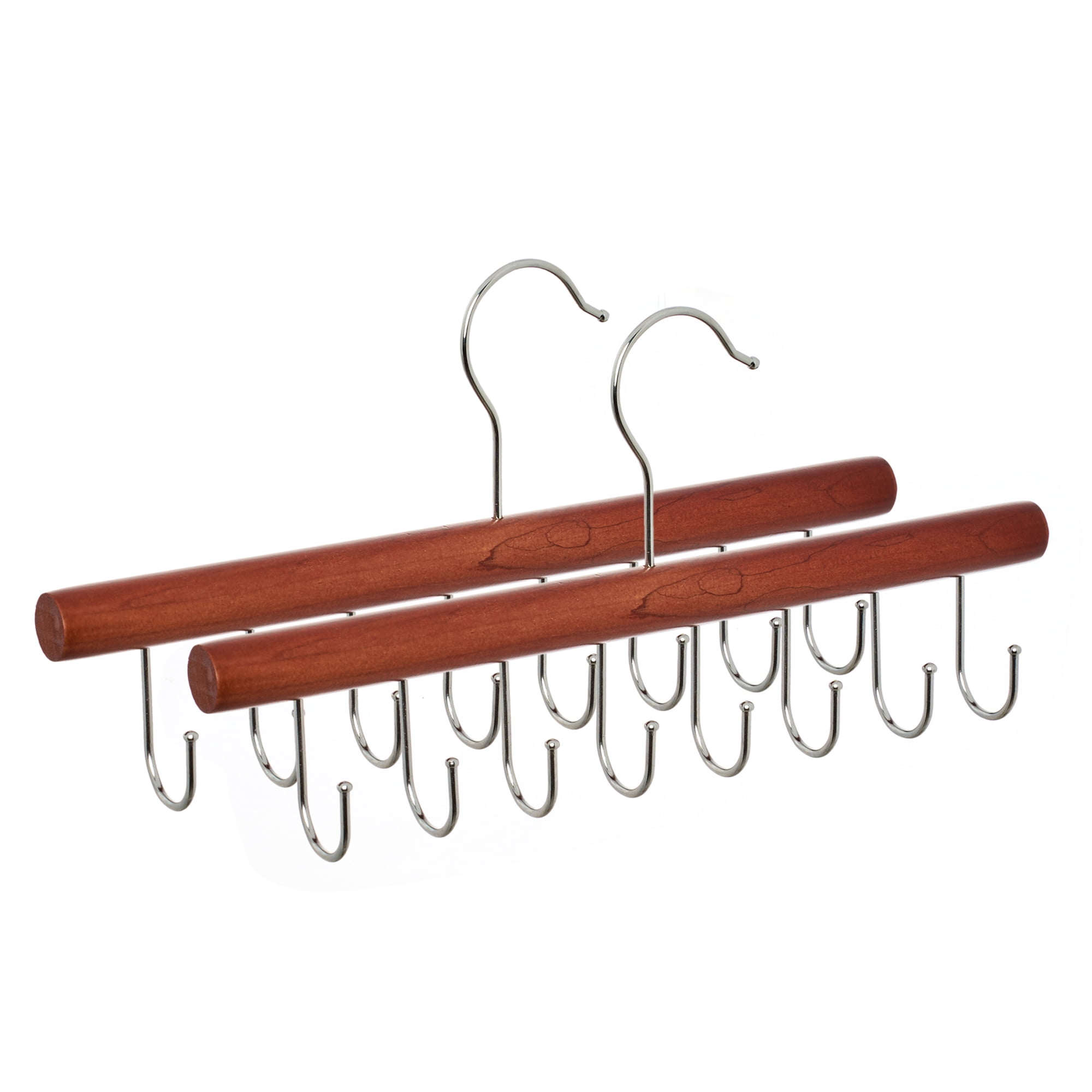 Unique Bargains 2Pcs Bra Wood Tank Top Hangers With 8 Hooks Natural Wood 11x6.7x0.5in