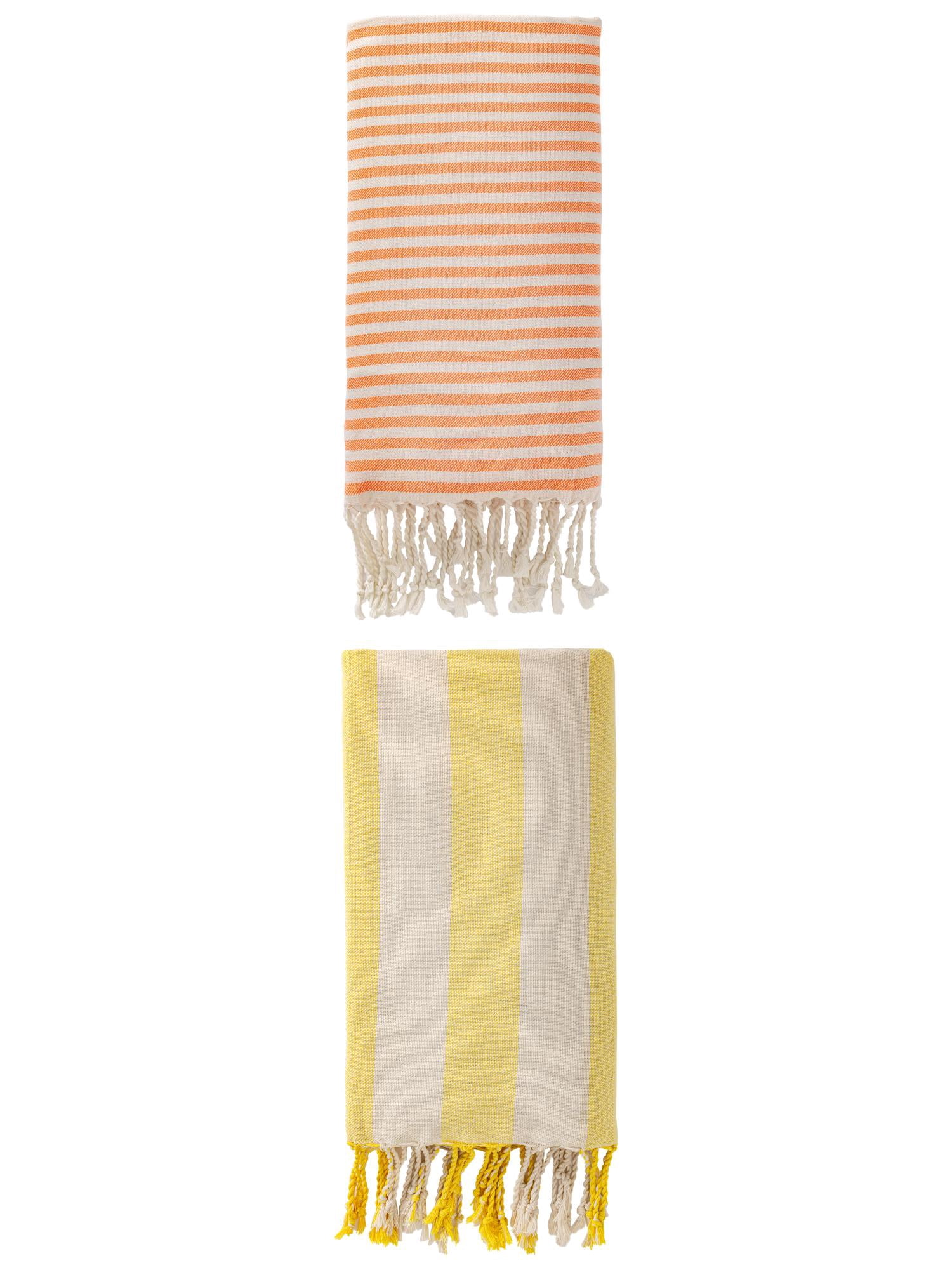 Unique Bargains 2Pcs Breathable Fast Dry Light Beach Towel Orange Yellow 71" x 40"