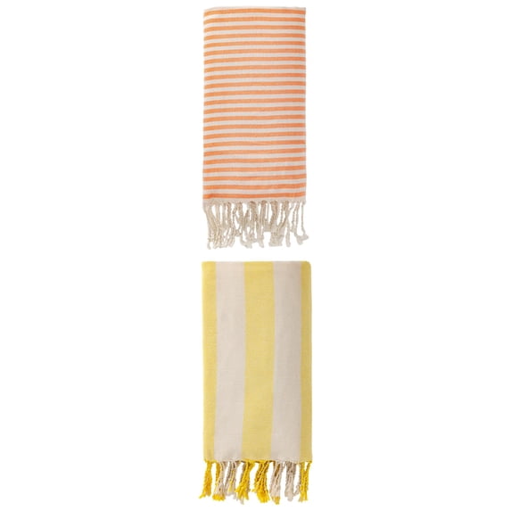 Unique Bargains 2Pcs Breathable Fast Dry Light Beach Towel Orange Yellow 71" x 40"