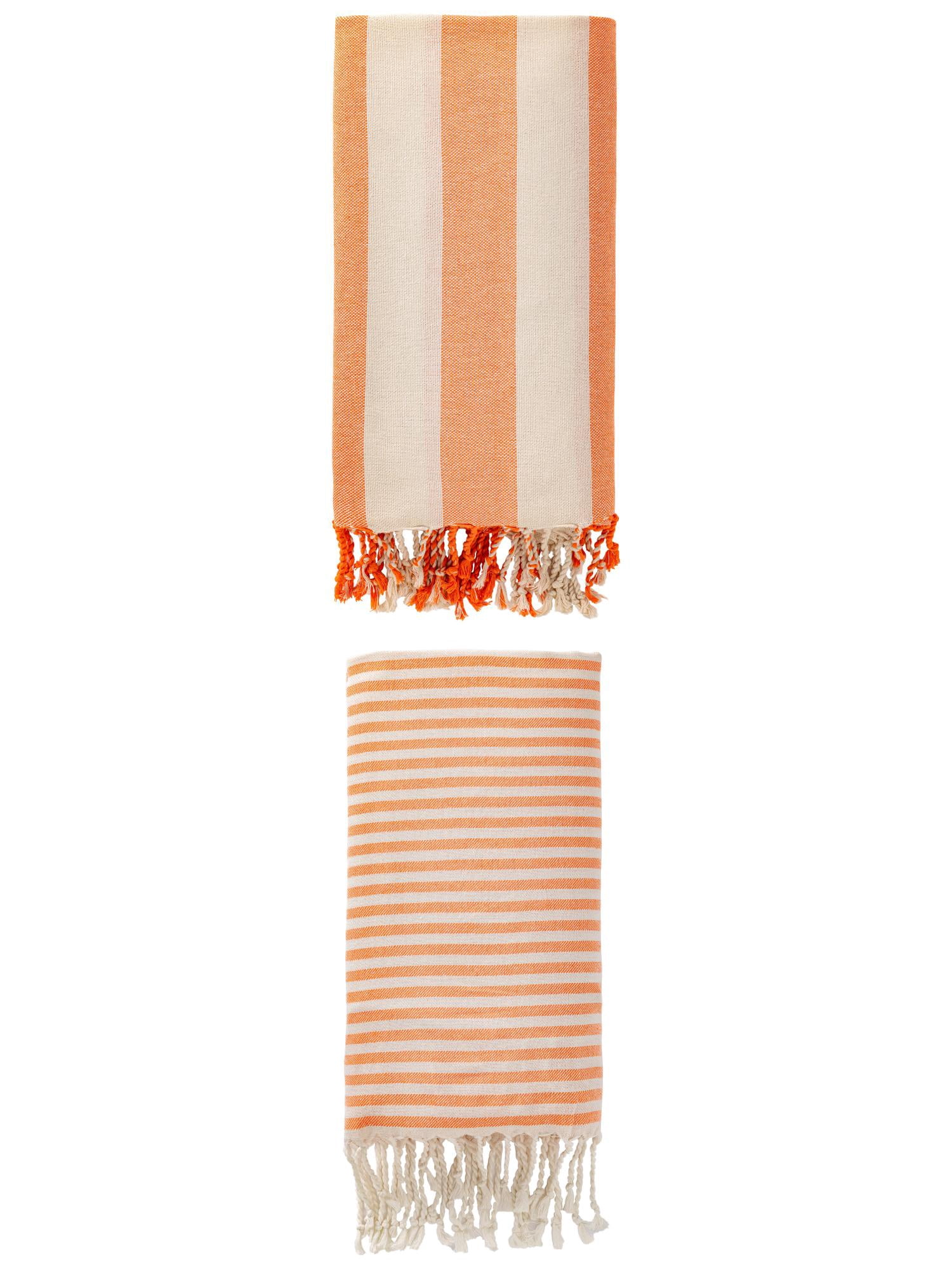 Unique Bargains 2Pcs Breathable Sand Free Fast Dry Beach Towel Light Orange 71" x 40"