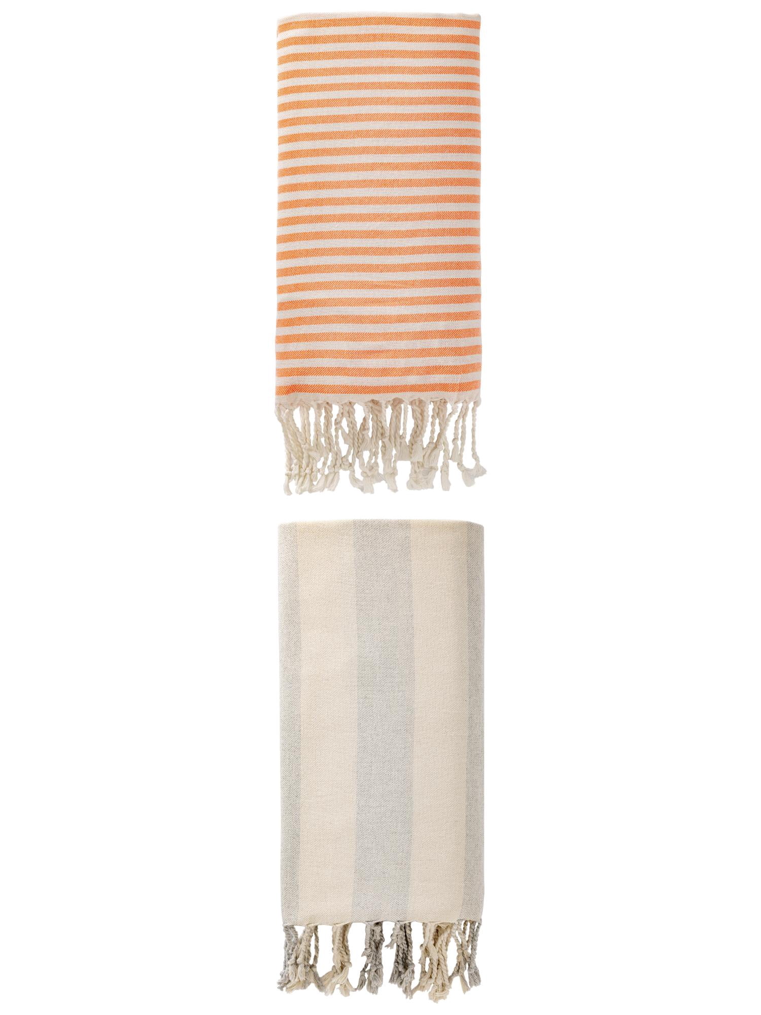 Unique Bargains 2Pcs Breathable Sand Free Fast Dry Light Towel Orange Grey 71" x 40"