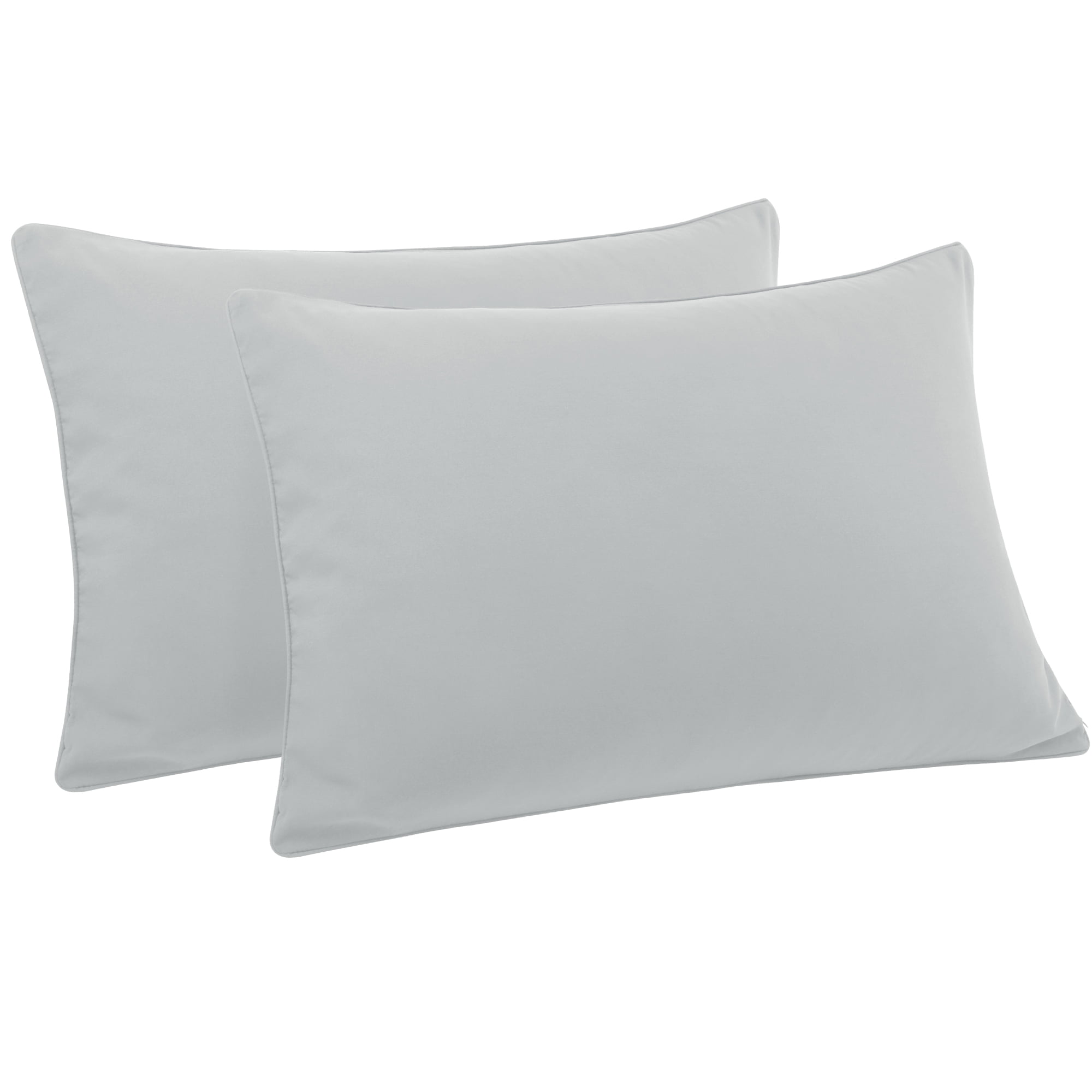 Unique Bargains 2Pcs Brushed Zipper Closure Microfiber Pillowcases Light Gray Standard