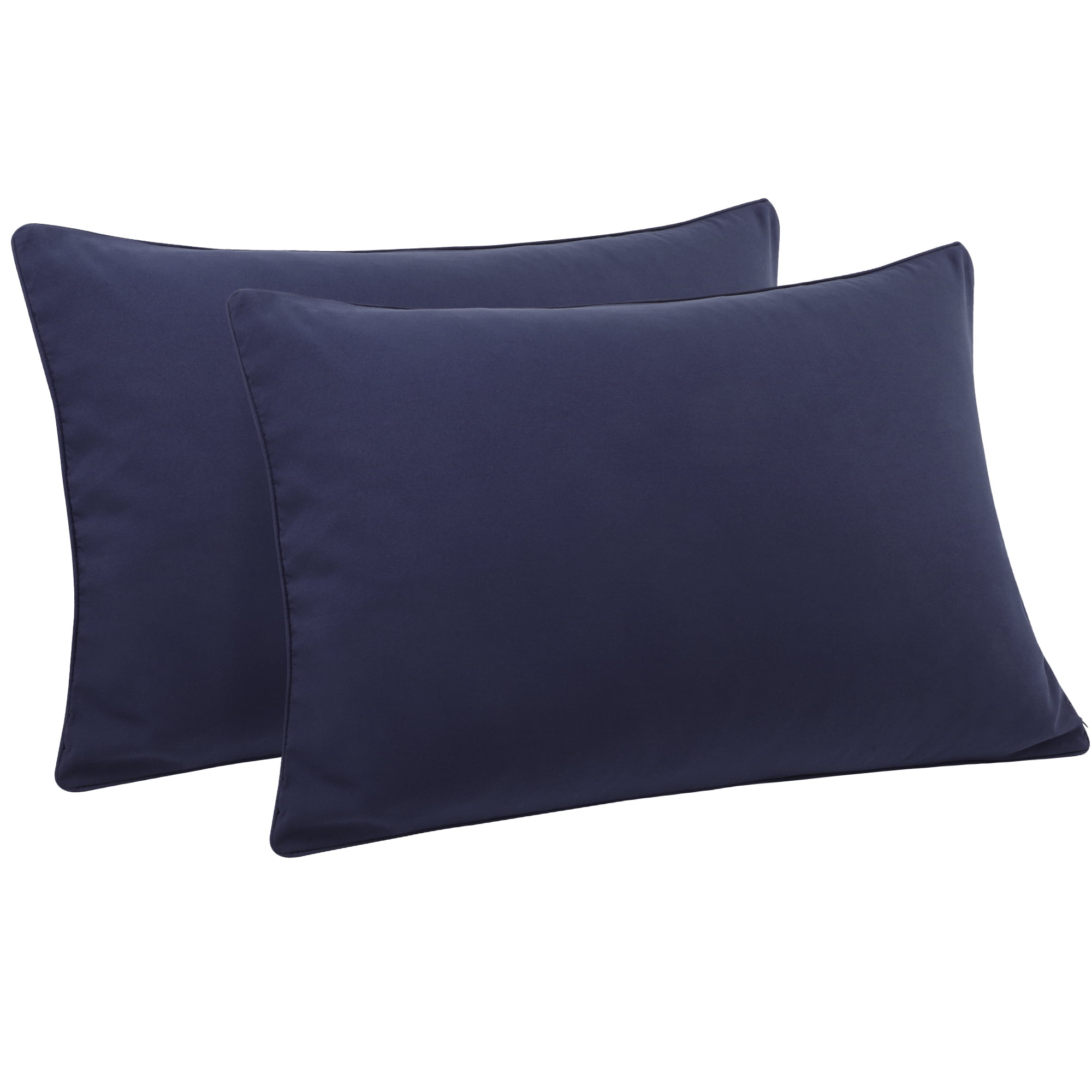 Unique Bargains 2Pcs Brushed Zipper Closure Microfiber Pillowcases Navy King