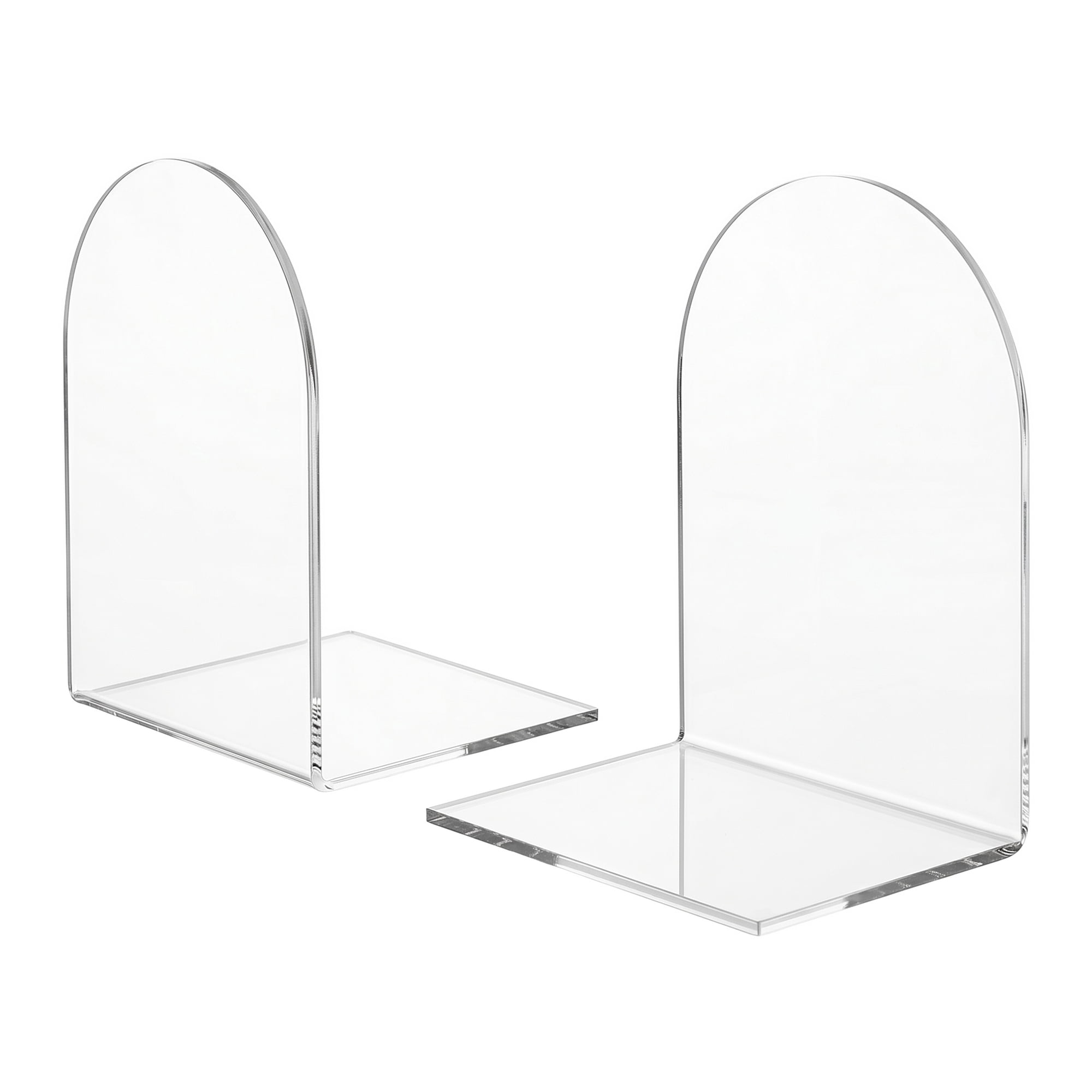 Unique Bargains 2Pcs Clear Acrylic Modern Non-Skid Bookends Clear White 4.7*3.9*6.1inch