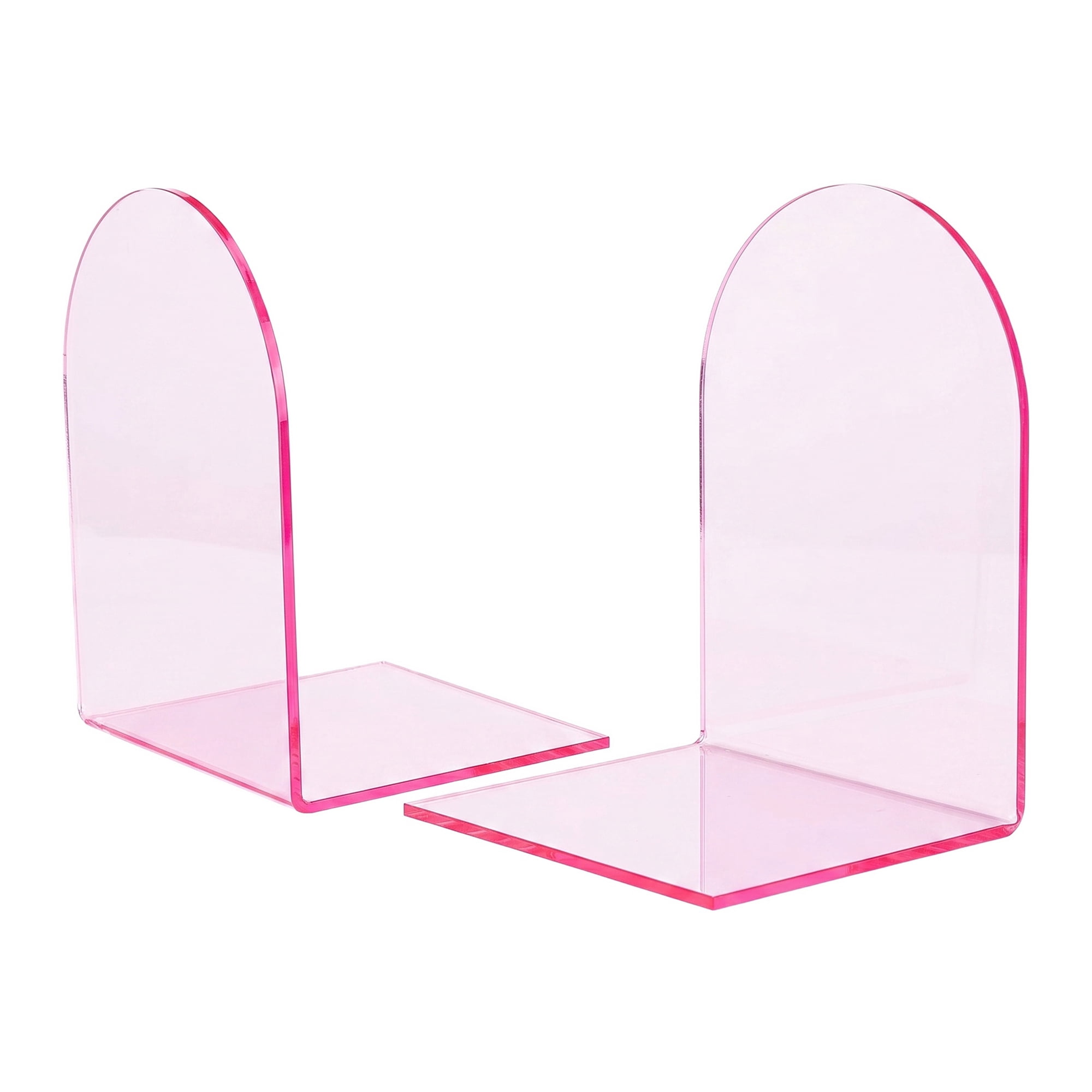 Unique Bargains 2Pcs Clear Acrylic Modern Non-Skid Bookends Elegant Pink 4.7*3.9*6.1inch
