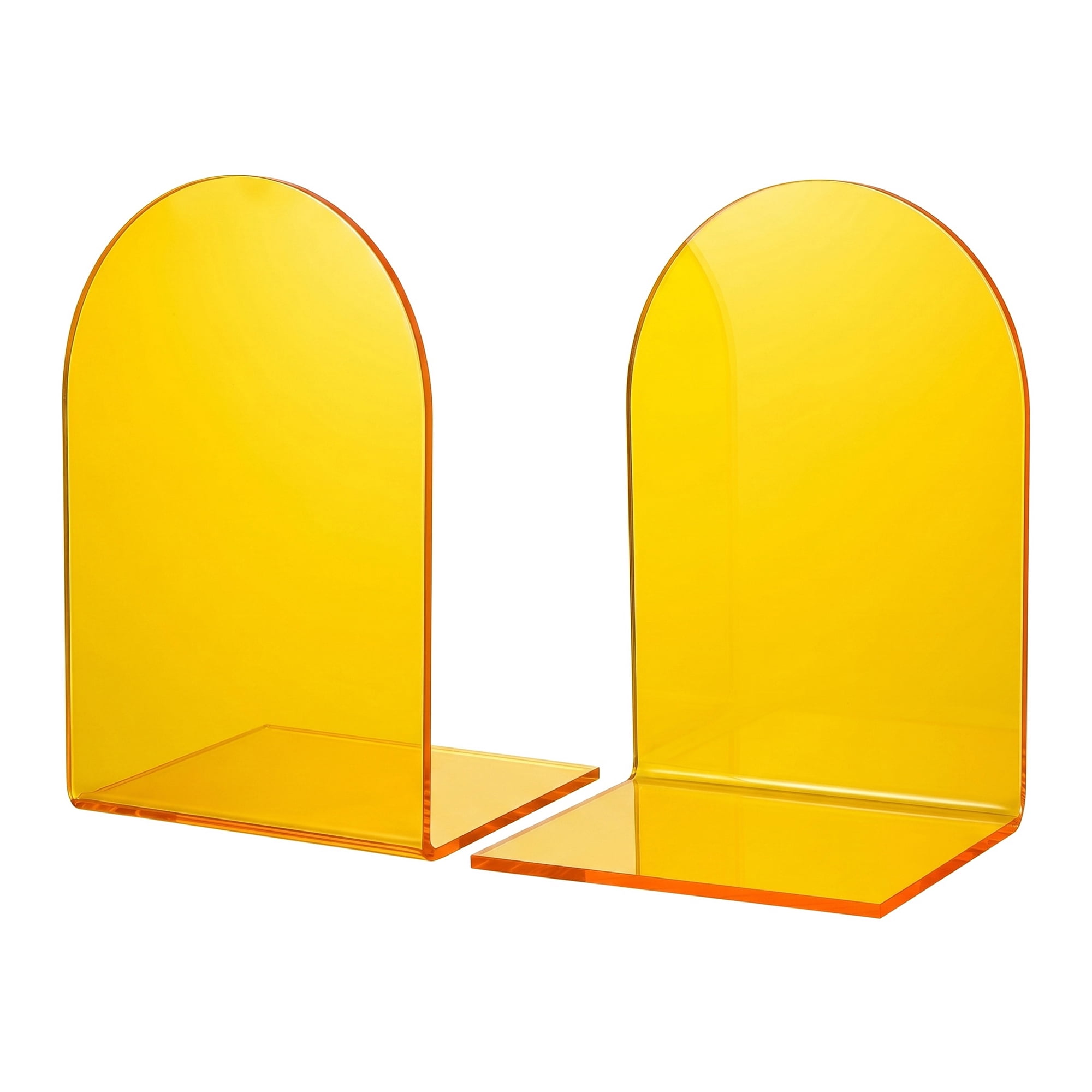 Unique Bargains 2Pcs Clear Acrylic Modern Non-Skid Bookends Lemon Yellow 4.7*3.9*6.1inch