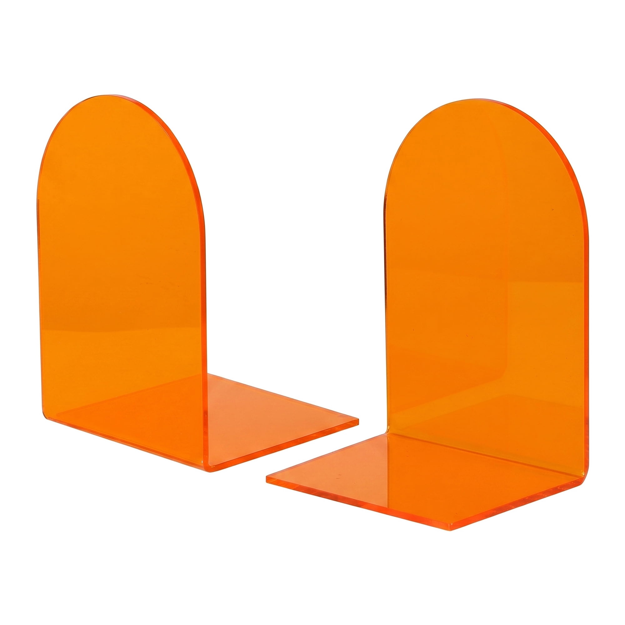 Unique Bargains 2Pcs Clear Acrylic Modern Non-Skid Bookends Orange 4.7*3.9*6.1inch