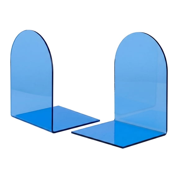 Unique Bargains 2Pcs Clear Acrylic Modern Non-Skid Bookends Qingchun Blue 4.7*3.9*6.1inch