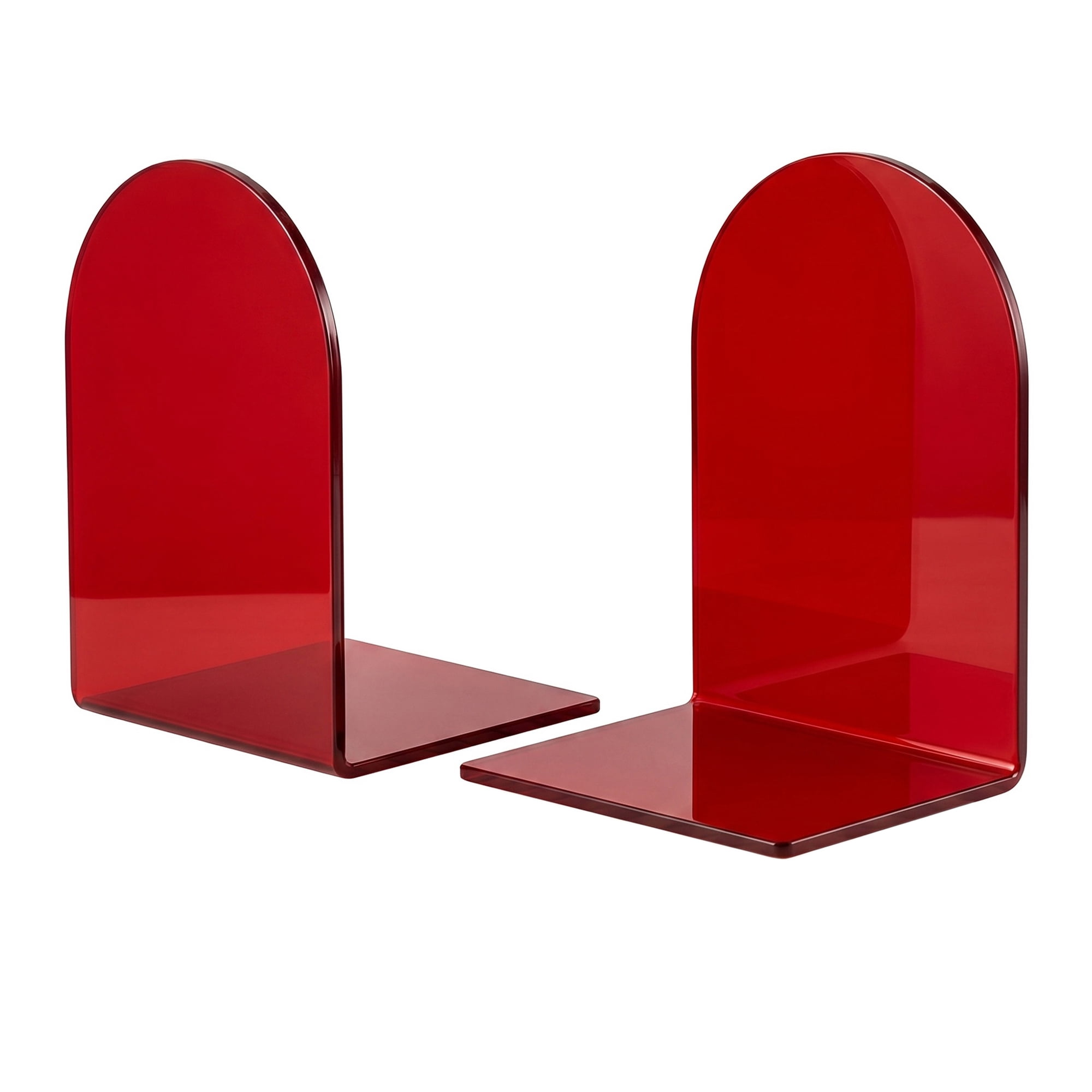 Unique Bargains 2Pcs Clear Acrylic Modern Non-Skid Bookends Wine Red 4.7*3.9*6.1inch