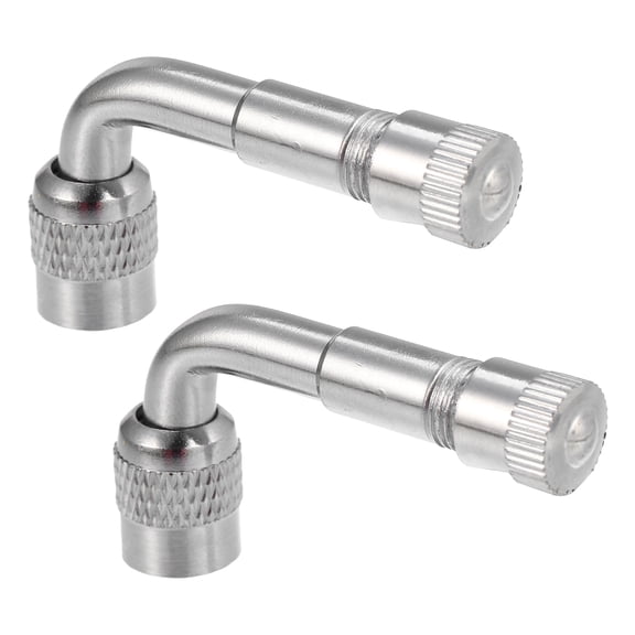 Unique Bargains 2Pcs Copper Nickel Plated Tyre Valve Extension Adaptor 90 Degrees Stem Extenders Caps for Cars Trucks