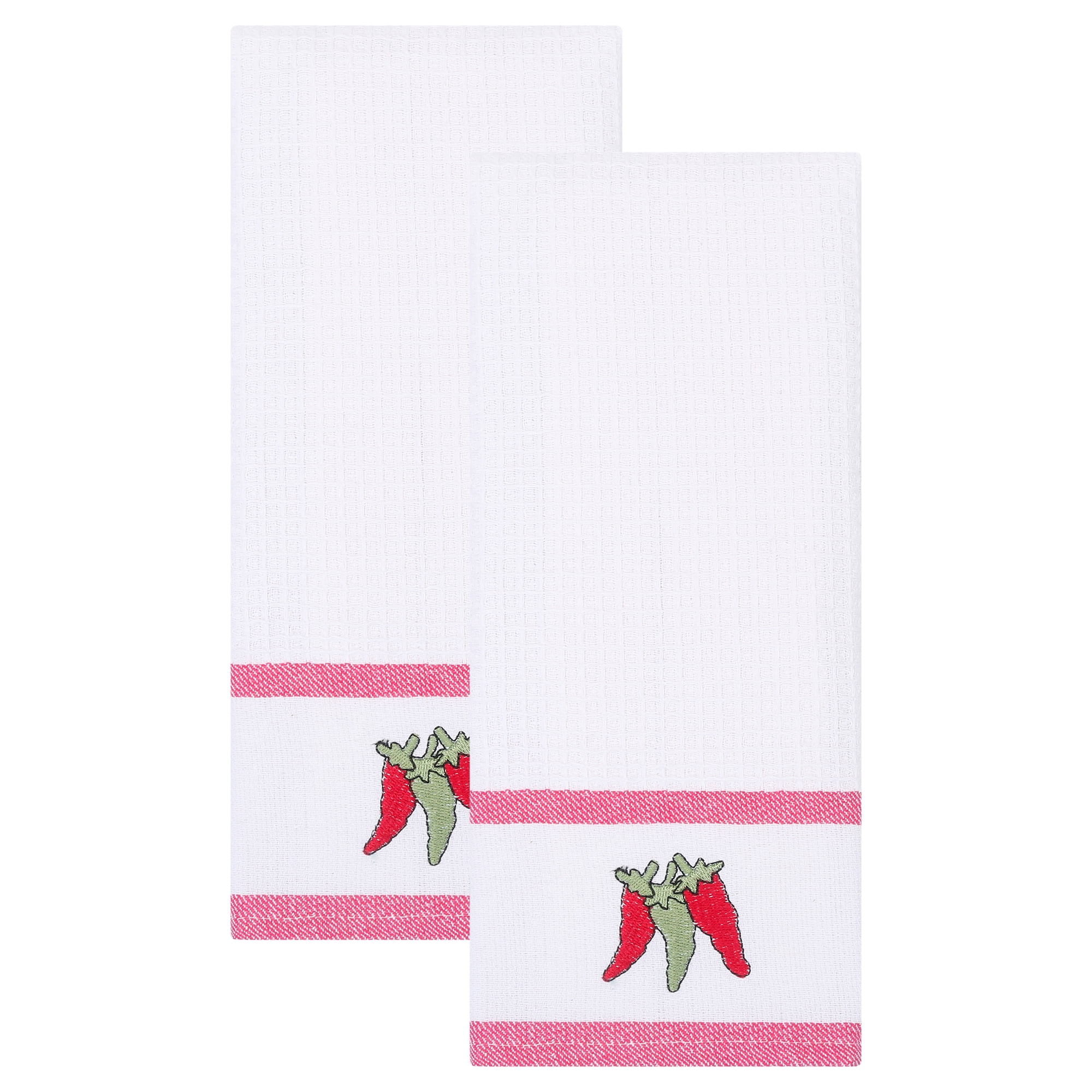 Unique Bargains 2Pcs Cotton Absorbent Fast Drying Dish Towels White Pears 25" x 15"