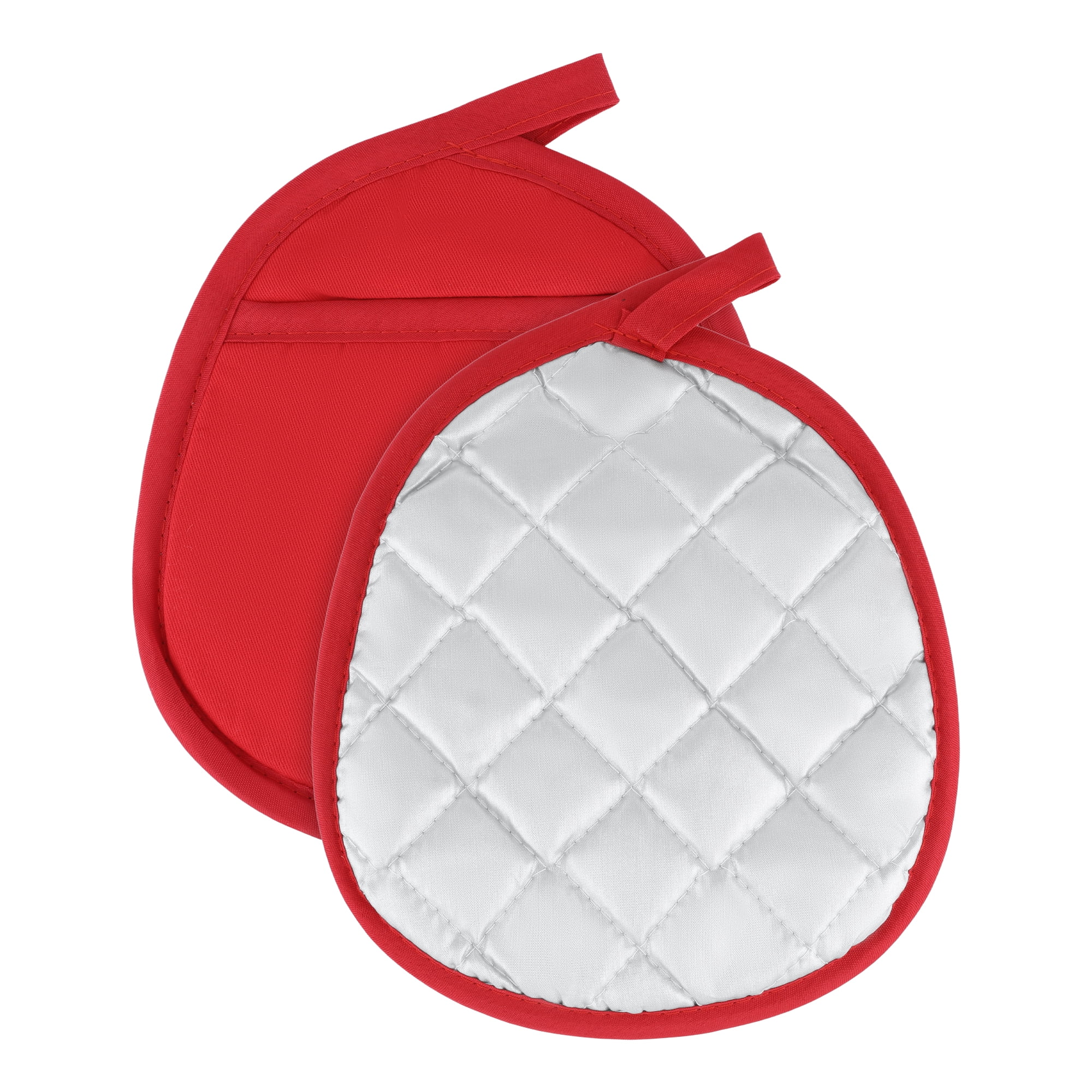 Unique Bargains 2Pcs Cotton Linen Pot Heat Resistant Trivets Hot Pads Red 2Pcs