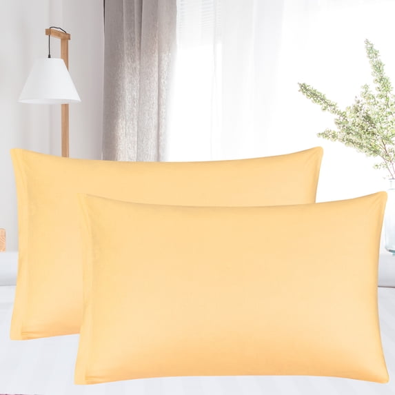 REGALWOVEN 2Pcs Cotton Pillowcases Zippered Queen Pillow Covers, 20'x30', Yellow