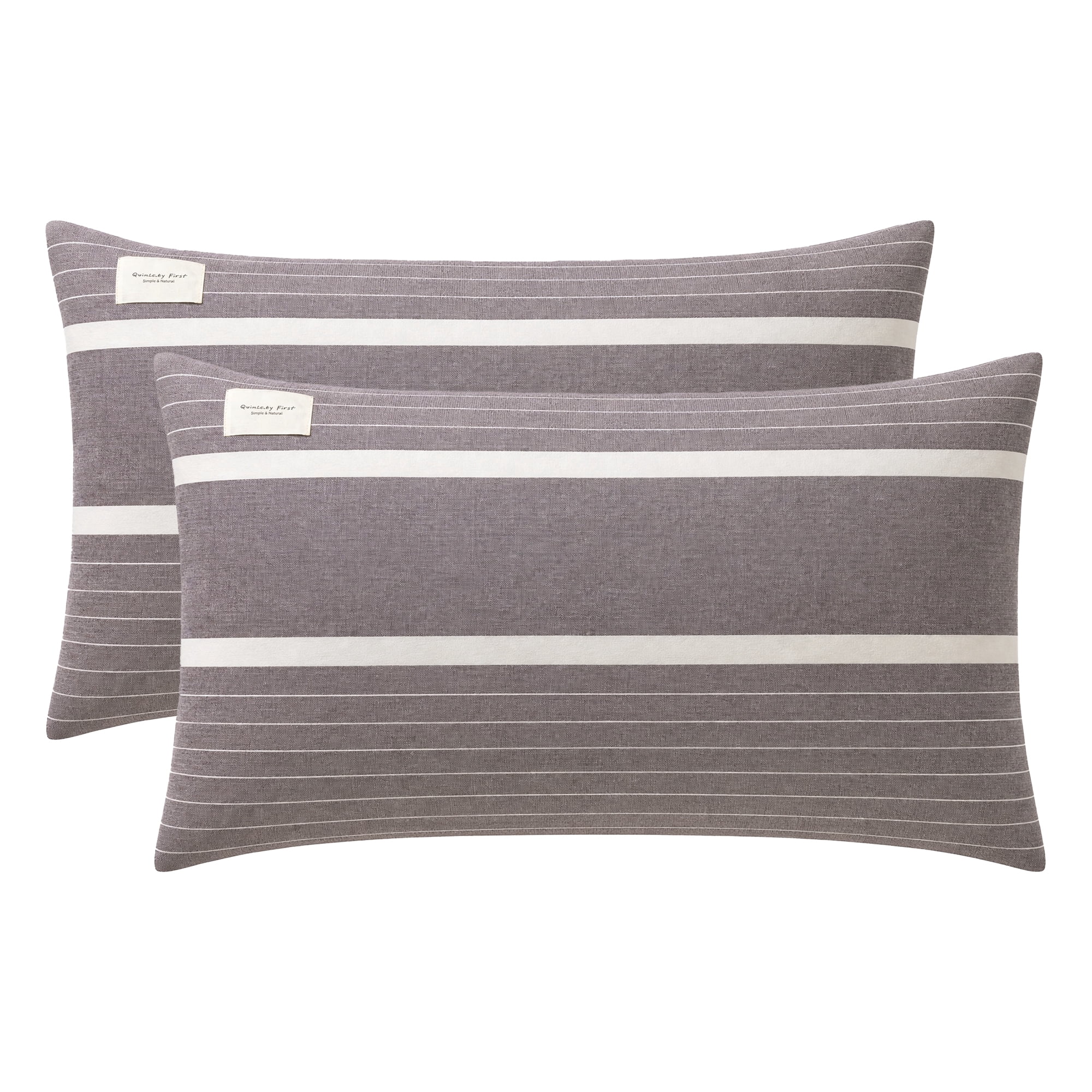Unique Bargains 2Pcs Cotton Wrinkle Resistant Durable Pillowcase Queen Gray A