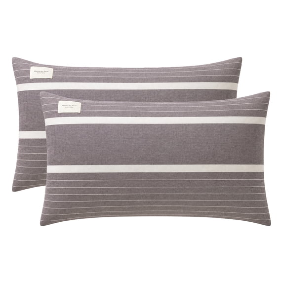 Unique Bargains 2Pcs Cotton Wrinkle Resistant Durable Pillowcase Queen Gray A