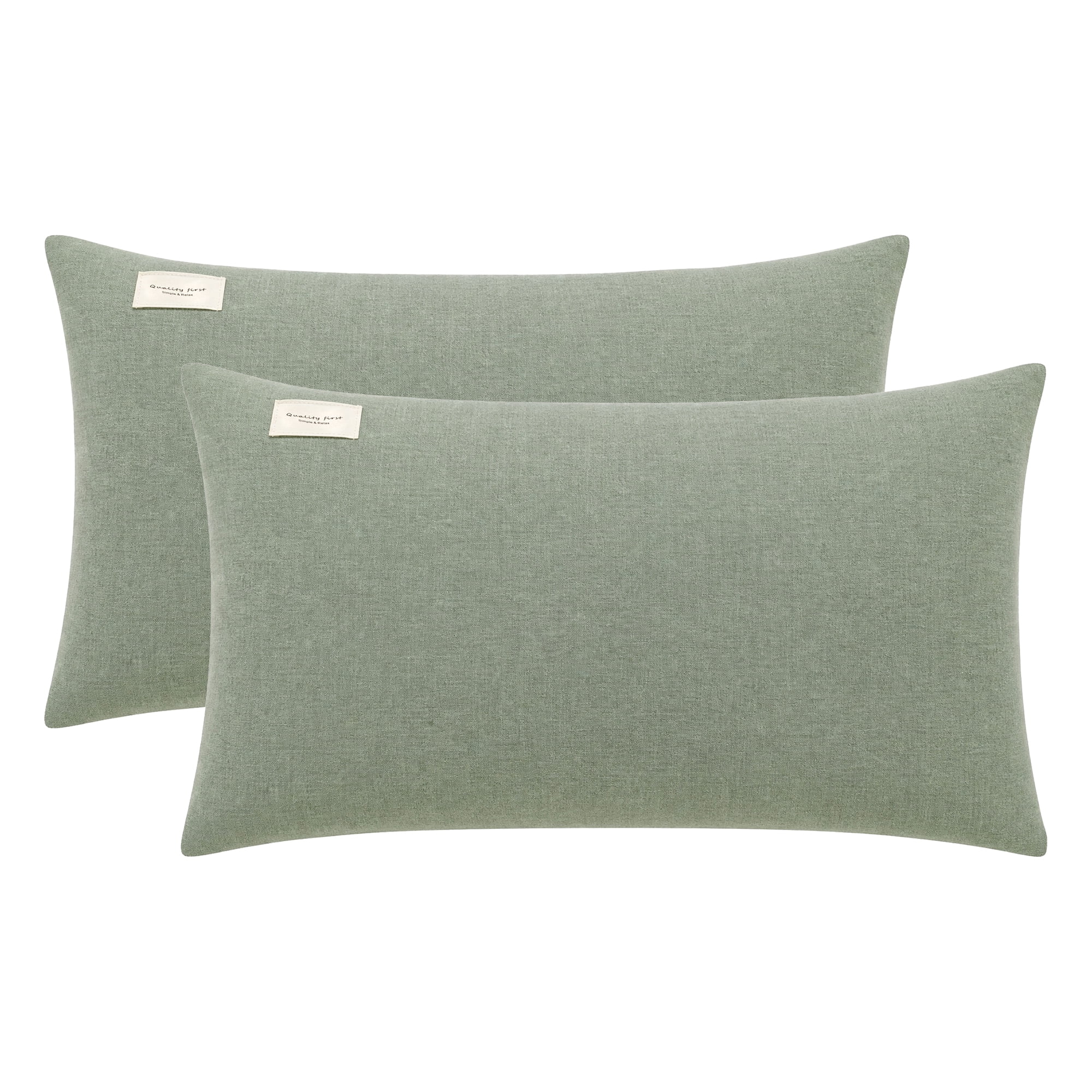 Unique Bargains 2Pcs Cotton Wrinkle Resistant Durable Pillowcase Queen Green