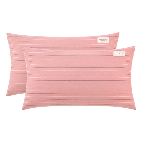Unique Bargains 2Pcs Cotton Wrinkle Resistant Durable Pillowcase Queen Pink